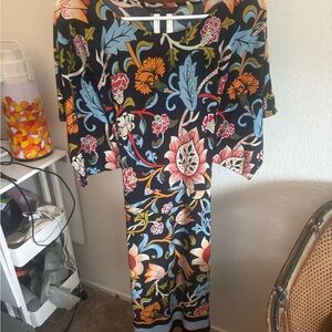 BCBGMaxAzria Black Floral Dress with Yellow and Blue Accents